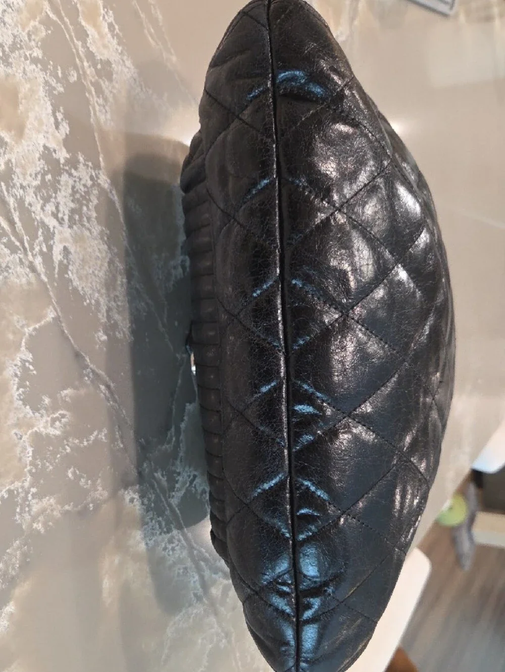Coach Black Quilted Leather Shoulder Bag with Silver Chain